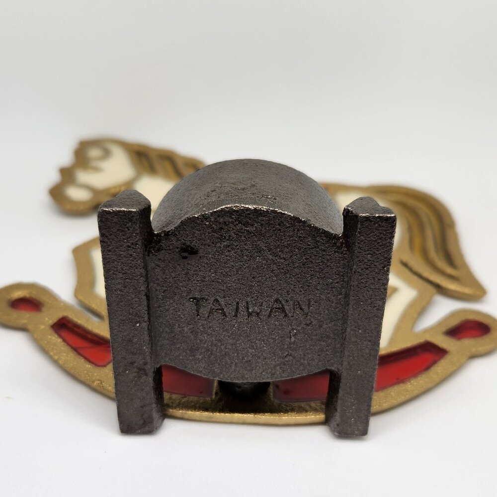 Stained Glass and Iron Rocking Horse Votive Holder Vintage Christmas - Picture 5 of 5